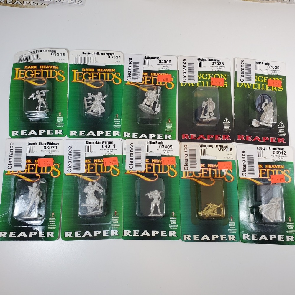 10 Reaper Miniatures Metal Lot Fantasy Figures Wizards Fighters Iconics D&D RPG